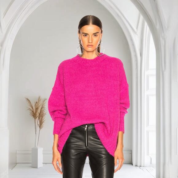 Isabel Marant Étoile Pink Alpaca Wool Blend Oversized Sweater, Size S/ 36 - Picture 1 of 15